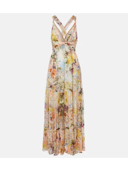 Svilena maksi obleka Camilla s cvetličnim vzorcem