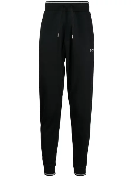 Pantaloni Boss cu broderie alergare negru