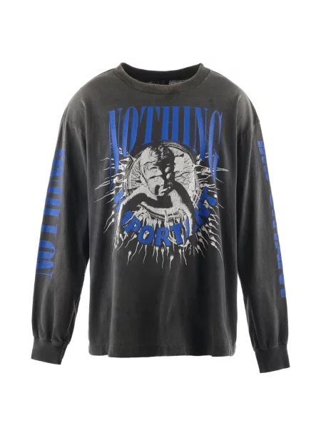 Lung tricou Saint Mxxxxxx cu imagine gri