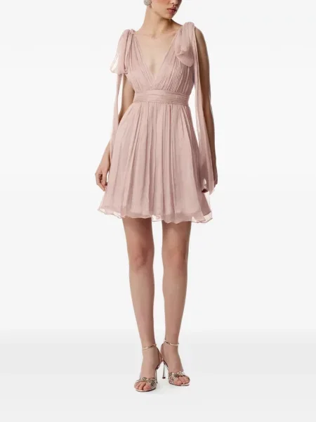Rochie Framboise cu decolteu în V cu legături de costum roz