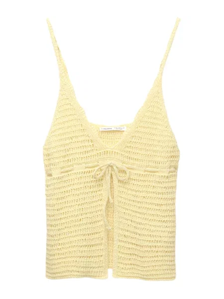 Pull&Bear Top brodat pastel galben