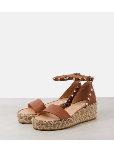 Espadrile Valentino Garavani din piele maro