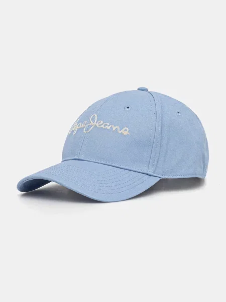 Шапка с козирка Pepe Jeans MALLON CAP с апликация синьо