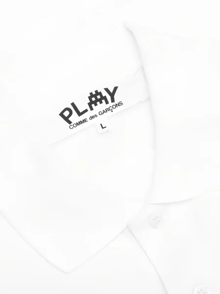 Polo Comme Des Garcons Play cu motiv cu inimi alb