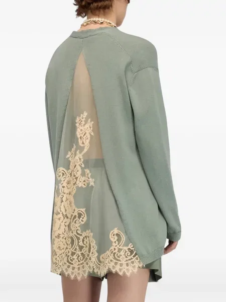 Cardigan Semicouture din dantelă verde