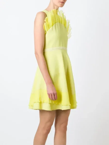 Rochie mini Giamba cu volane de costum galben