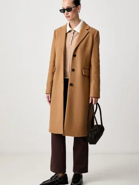 Palton Tommy Hilfiger de lână elegant bej