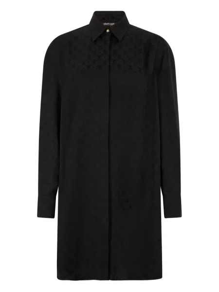 Rochie tip cămașă Roberto Cavalli lungă de costum negru