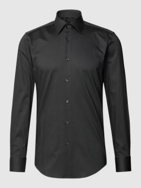 BOSS Koszula łatwa w prasowaniu Mężczyźni Slim Fit wypukły wzór tkaniny kołnierzyk kent 40 szary