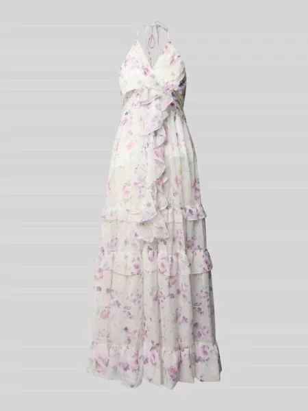 Sukienka midi o kroju regular fit z obszyciem falbanami Adlysh