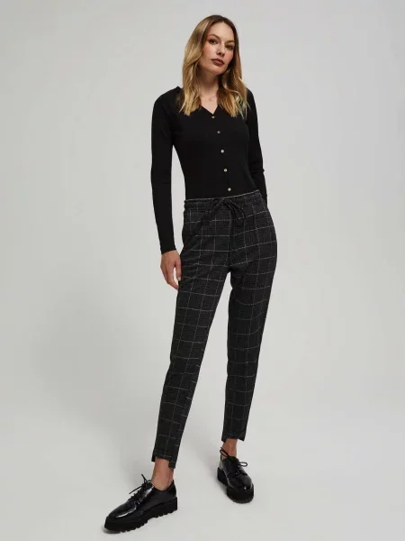 Spodnie Marisse w kratę czarne
