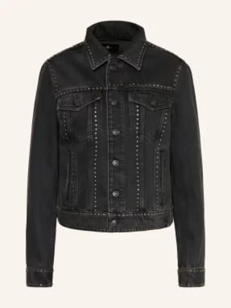 7 For All Mankind Kurtka Jeansowa Adi Trucker Z Nitami schwarz
