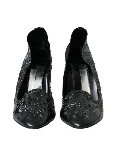 Lakierowana czółenka Dolce And Gabbana w kwiatki czarna
