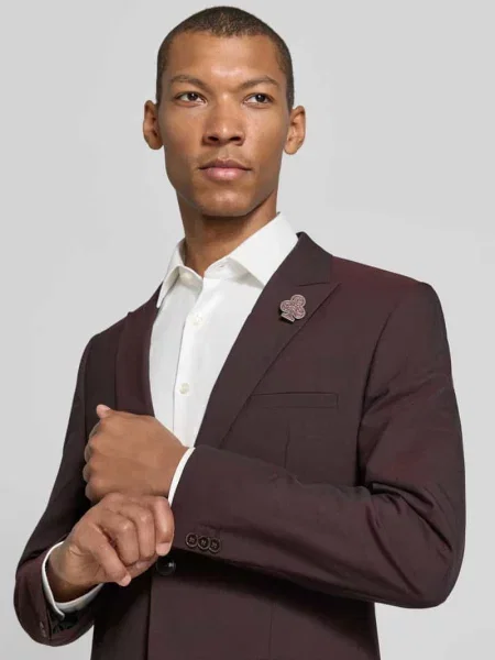 Marynarka o kroju slim fit z żywej wełny z detalem z logo Hugo
