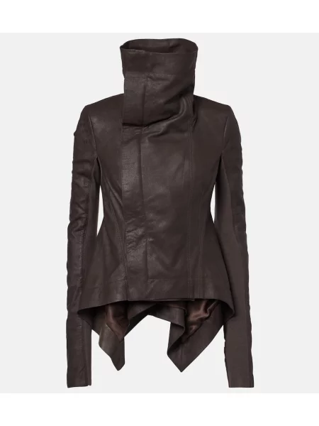 Kurtka skórzana Rick Owens biker brązowa