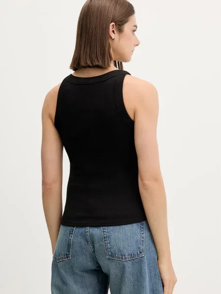 Top Tommy Jeans o skróconej długości czarny