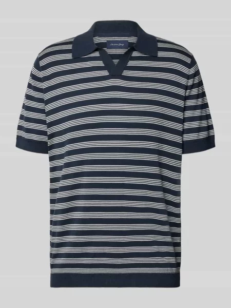 Koszulka polo z dekoltem w serek krój regular fit Christian Berg Men granatowa