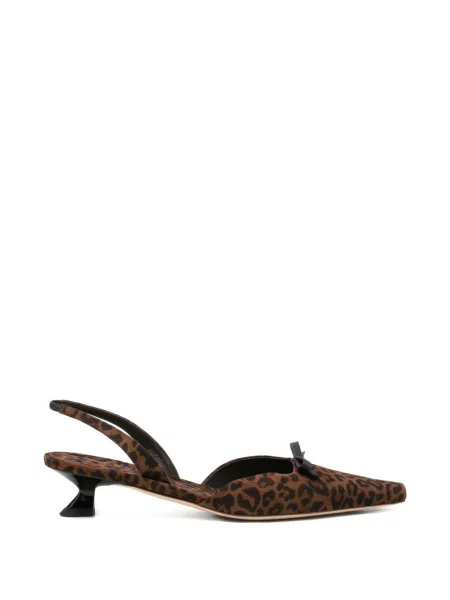 Pantofi cu toc 3juin cu funde cu model leopard maro