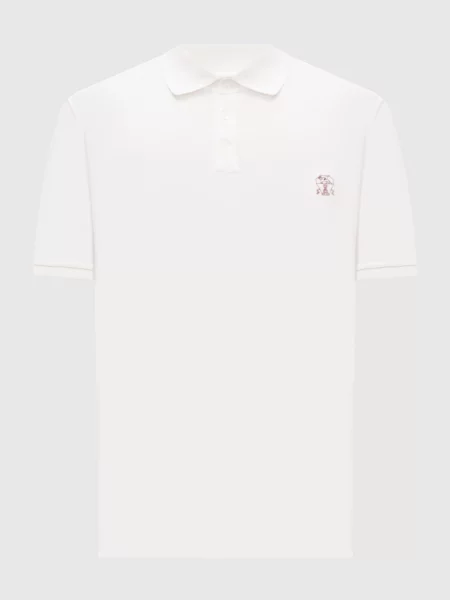 Поло Brunello Cucinelli с вышивкой белое