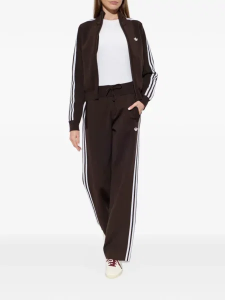 Pantaloni Adidas tricotate alergare cu dungi roșu