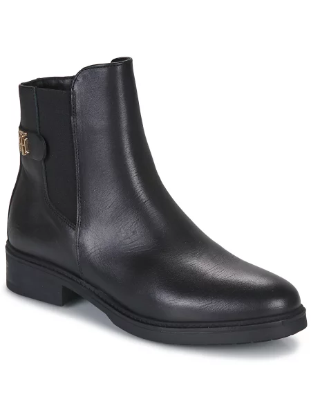 Usnjene gležnjarji Tommy Hilfiger brez pet črna