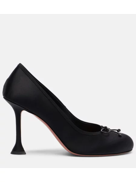 Pantofi cu toc Amina Muaddi din satin negru