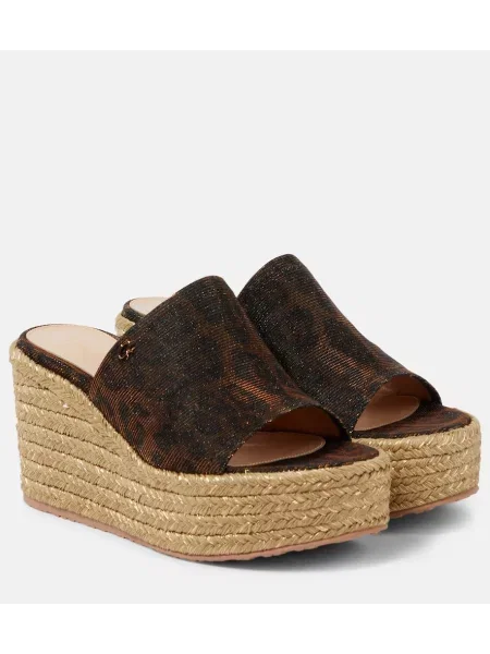 Mules Gianvito Rossi s polno peto s potiskom z leopardjim vzorcem rjava