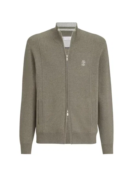 Cardigan Brunello Cucinelli din cașmir cu autograf verde