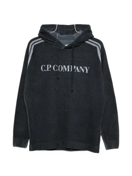 Суичър с качулка C.p. Company на райета сиво
