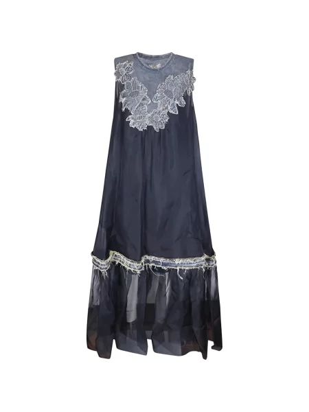 Rochie midi Hui Milano cu model floral cu aplicații albastru