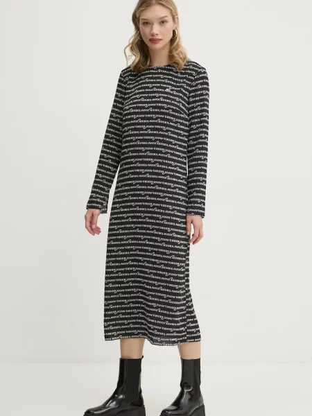 Tommy Jeans rochie midi drept negru