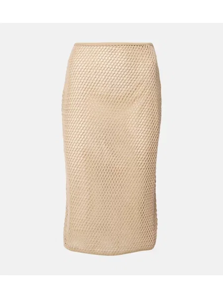 Spódnica midi Prada do kolan beżowa