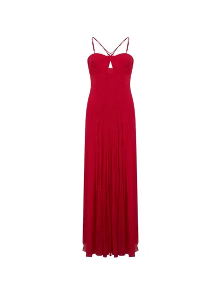 Rochie maxi Alberta Ferretti cu volane roșu