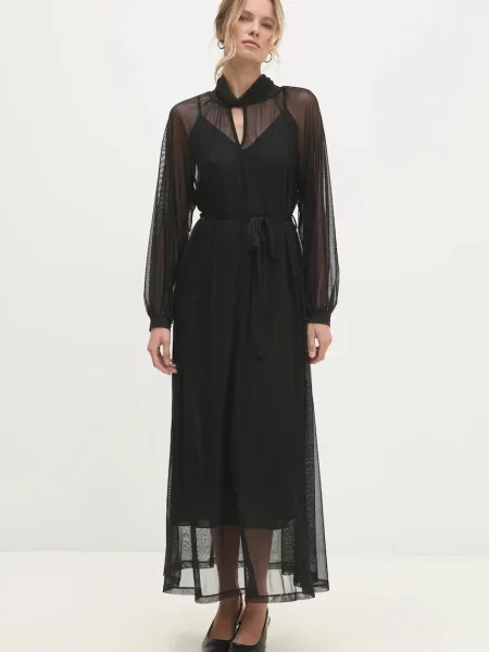 Answear Lab sukienka maxi prosta czarny