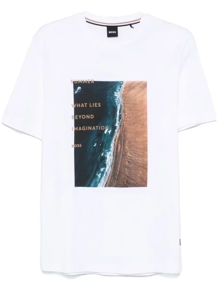 Tricou Boss cu imagine alb