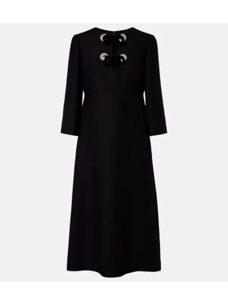 Obleka midi obleka Valentino iz krep tkanine nad koleni črna