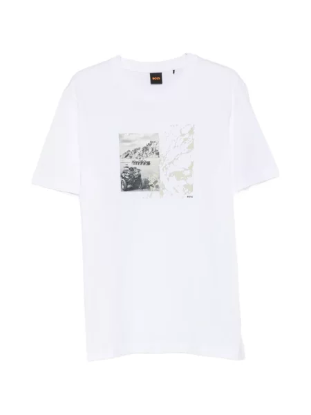 Tricou Boss cu imagine alb