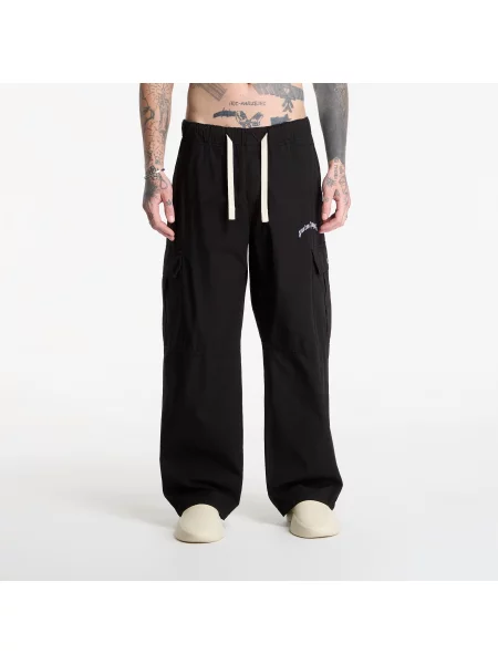 Pantaloni Palm Angels Curved Logo Loose Cargo Pants Black/ Off White XS alb