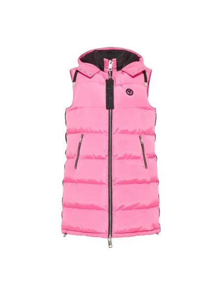 Długa kamizelka Carlo Colucci z kapturem różowa