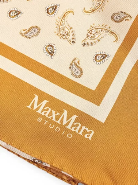 Fular Max Mara de mătase cu imagine cu model paisley maro