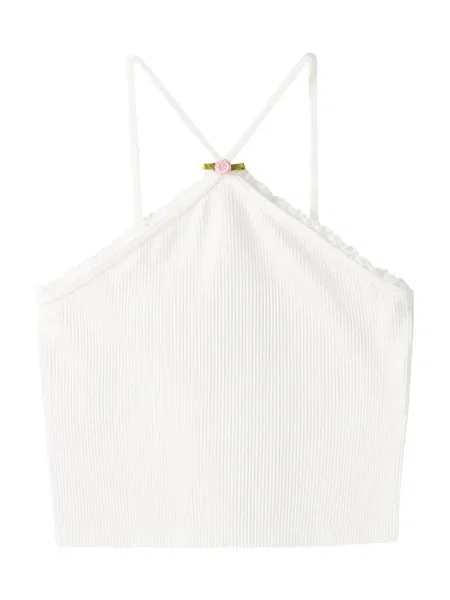 Bershka Top zelena / roza / off-bela bela