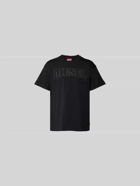 T-shirt z wyhaftowanym logo Diesel czarna