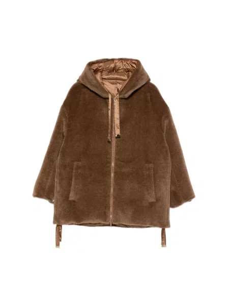 Kurtka Max Mara wełniana ocieplana brązowa
