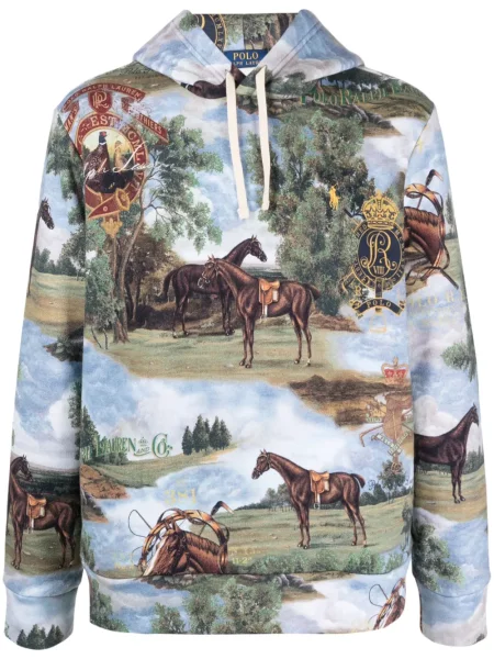 Dugo košulja Polo Ralph Lauren karirana s okruglim izrezom siva