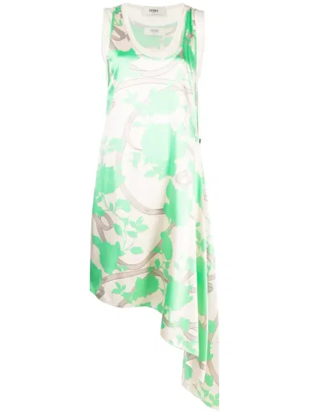 Rochie Fendi de mătase cu model floral drapată