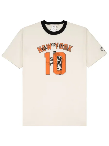 PUMA Majica bež / oranžna črna