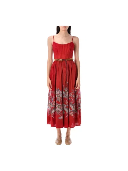 Wielobarwność sukienka Zimmermann z wzorem paisley koronkowa czerwona