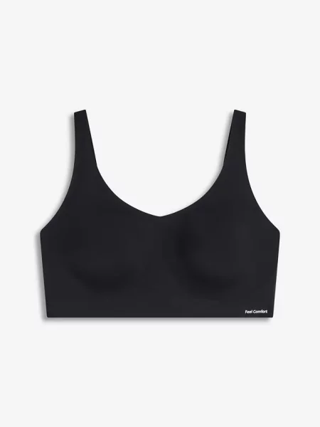 Biustonosz typu T-shirt bez fiszbin wycinany laserowo z żelowymi paskami podtrzymującymi 3D czarna