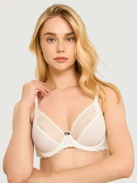 Однотонный бюстгальтер с вышивкой білий