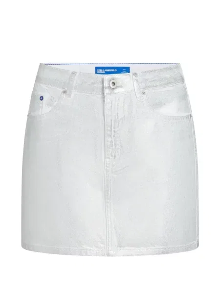Mini fustă din denim Karl Lagerfeld Jeans cu 5 buzunare mini argintiu